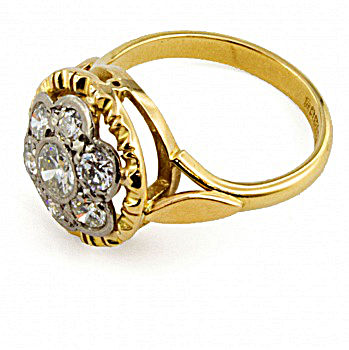 18ct gold diamond 0.75cts Cluster Ring size L